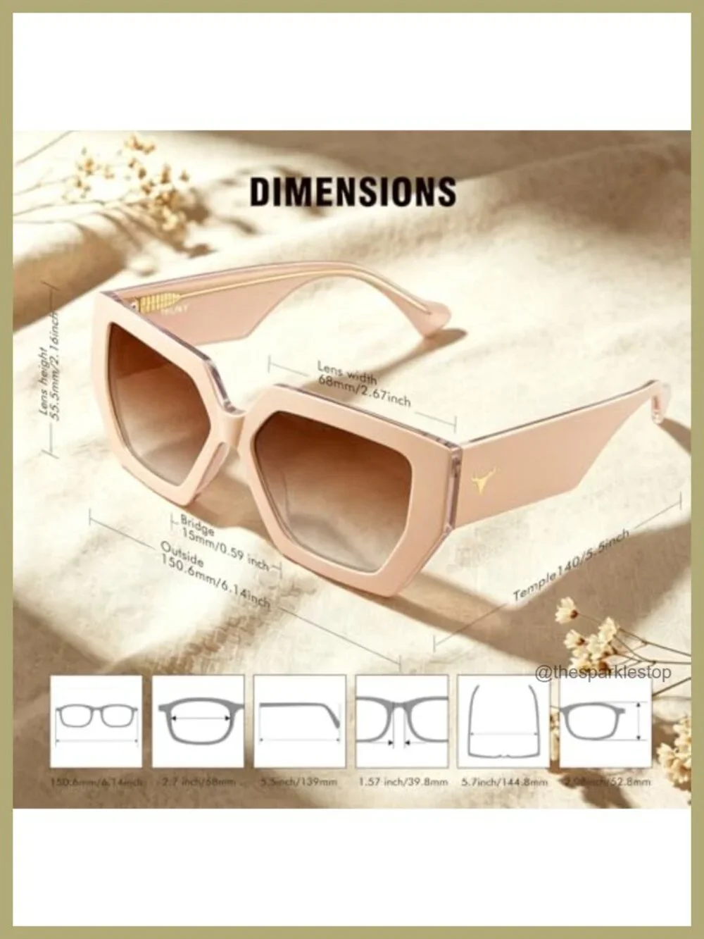 Oversized Polarized Sunglasses Women UV400 Square Acetate